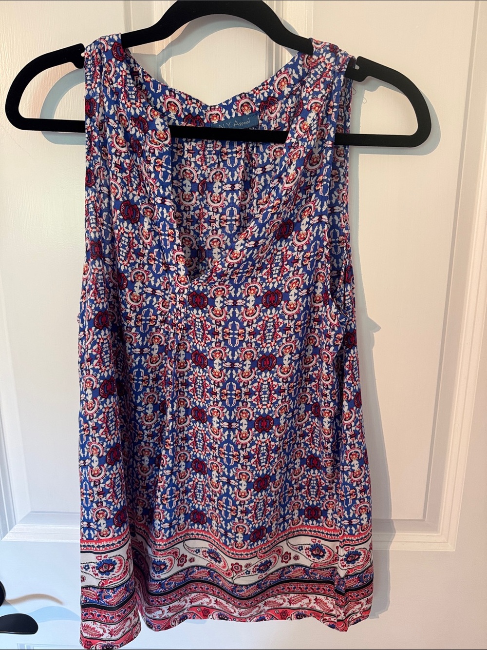 Sleeveless Blue & Red Printed Women’s Tank Top